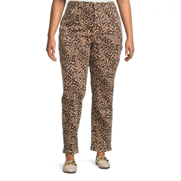 Women's Plus Core Denim Straight Leg Jeans Pants Leopard Print Size 14W - Picture 6 of 9